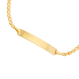 Bracelet identité en or jaune, maille marine barré