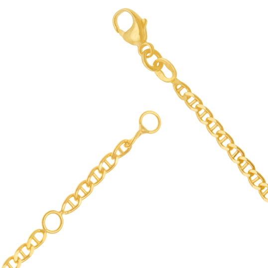 Bracelet identité en or jaune, maille marine barré