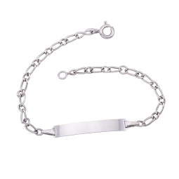 Bracelet identité en or gris, maille cheval alternée 1-1