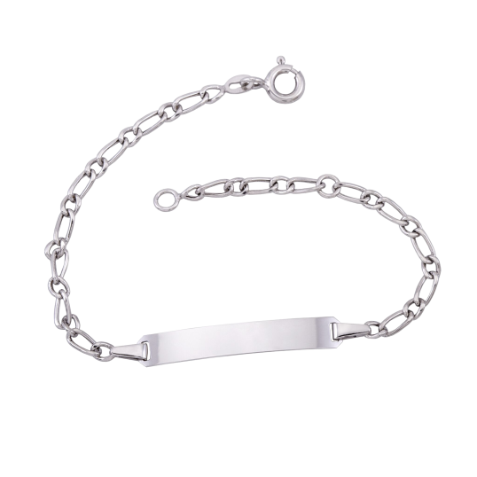 Bracelet identité en or gris, maille cheval alternée 1-1