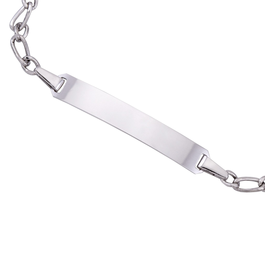 Bracelet identité en or gris, maille cheval alternée 1-1