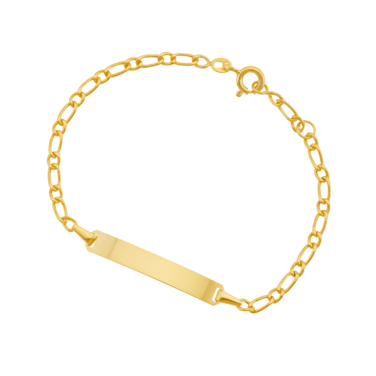 Bracelet identité en or jaune, maille cheval alternée 1-1