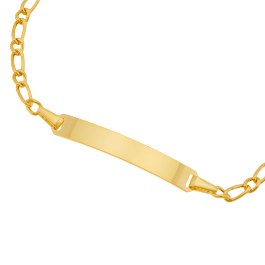 Bracelet identité en or jaune, maille cheval alternée 1-1