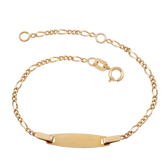 Bracelet identité en or jaune, maille cheval alternée 1-3