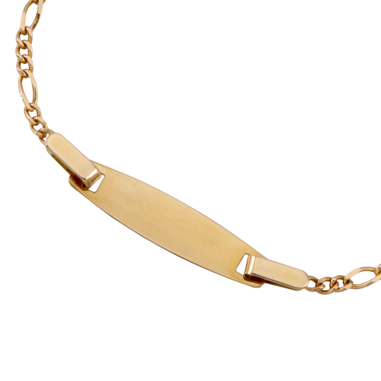 Bracelet identité en or jaune, maille cheval alternée 1-3