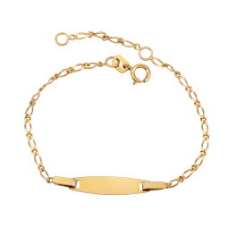 Bracelet identité en or jaune, maille cheval alernée 1-1