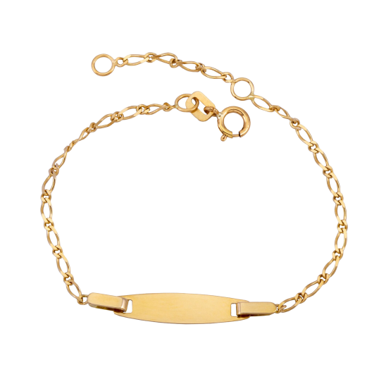 Bracelet identité en or jaune, maille cheval alernée 1-1