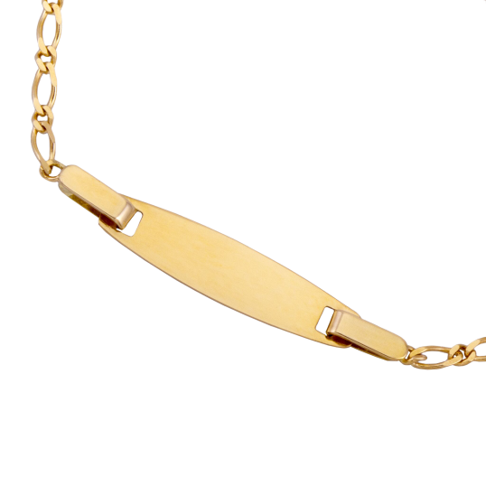 Bracelet identité en or jaune, maille cheval alernée 1-1
