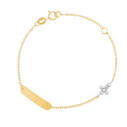 Bracelet identité en 2 ors et oxydes de zirconium, croix