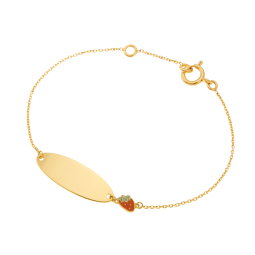bracelet identité or jaune et laque, fraise