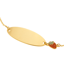 bracelet identité or jaune et laque, fraise