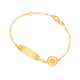 Bracelet identité en or jaune, ange