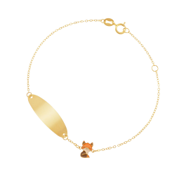 Bracelet identité en or jaune et laque, renard