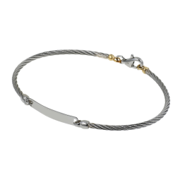Bracelet identité câble acier et or jaune