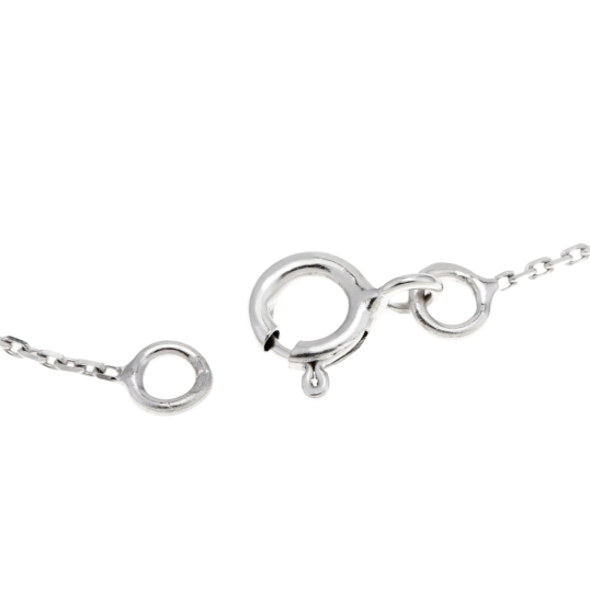 Chaîne communion en or gris, maille forçat diamantée