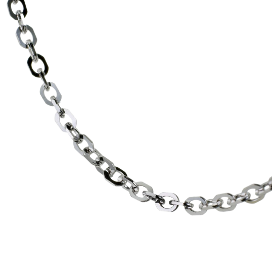 Chaîne en or gris, maille forçat diamantée Chaîne en or gris, maille forçat diamantée