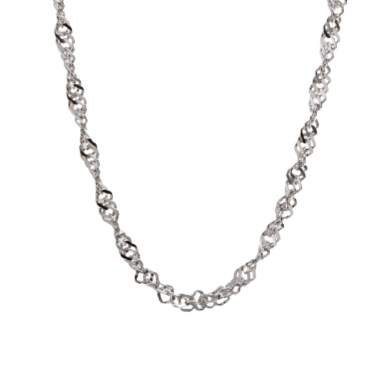 Chaîne en or gris, maille singapour