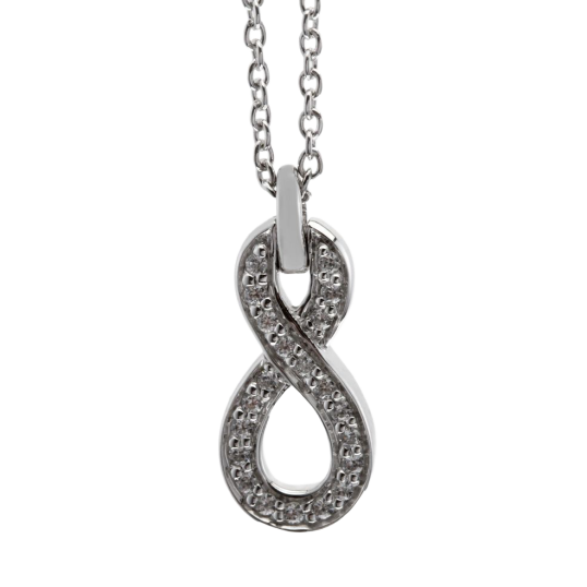 Collier en or gris, motif infini diamants