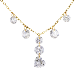Collier en or jaune et oxydes de zirconium,coeur