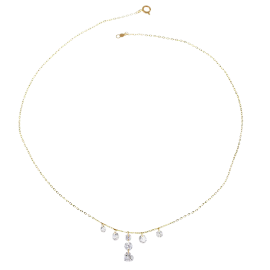Collier en or jaune et oxydes de zirconium,coeur