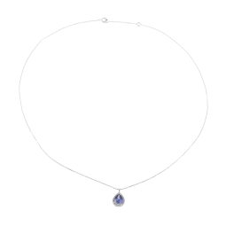 Collier en or gris, saphir poire et diamants
