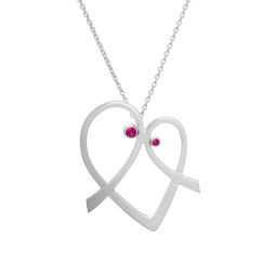 Collier en or gris  rubis, maman et enfant
