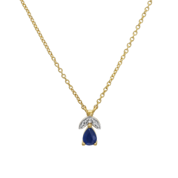 Collier en or jaune rhodié, saphir et diamants