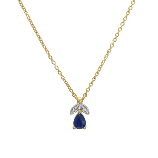 Collier en or jaune rhodié, saphir et diamants