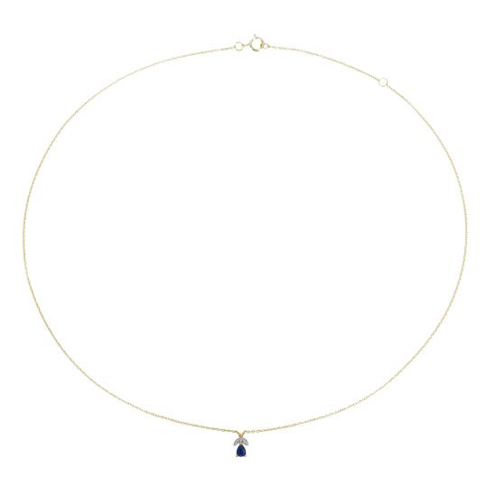 Collier en or jaune rhodié, saphir et diamants