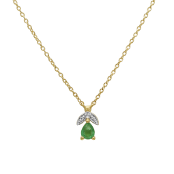 Collier en or jaune rhodié, émeraude et diamants