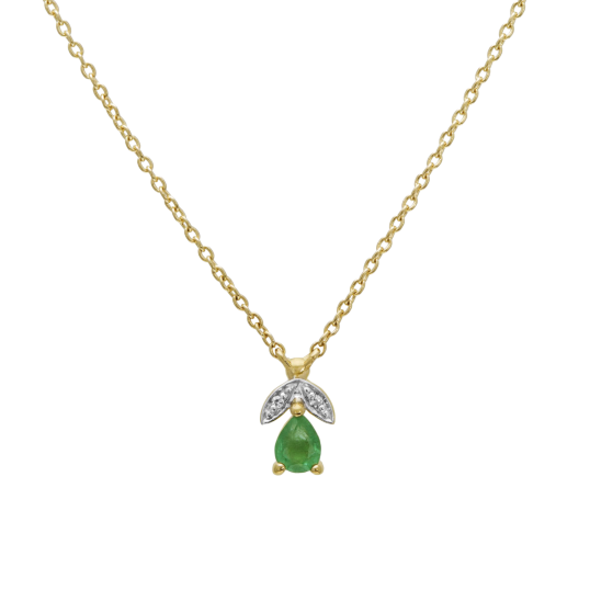 Collier en or jaune rhodié, émeraude et diamants