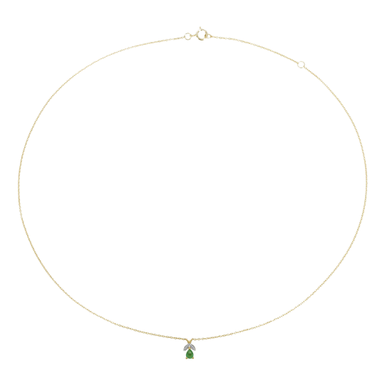Collier en or jaune rhodié, émeraude et diamants