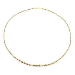 Collier en or jaune et rhodié, maille corde
