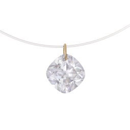 Collier câble en or jaune, oxyde de zirconium coussin