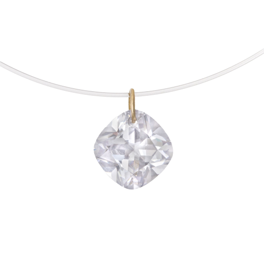 Collier câble en or jaune, oxyde de zirconium coussin Collier câble en or jaune, oxyde de zirconium coussin