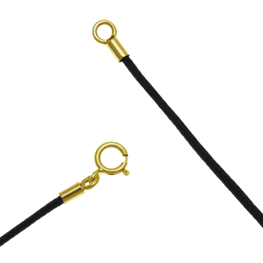 Collier cordon noir en or jaune