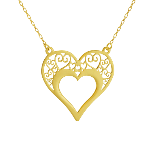 Collier en or jaune, coeur