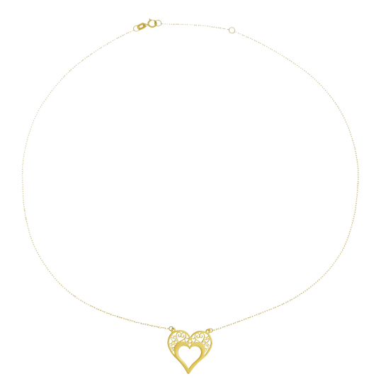 Collier en or jaune, coeur