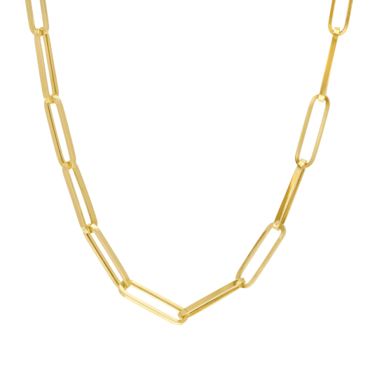 Collier or jaune maille rectangle allongée