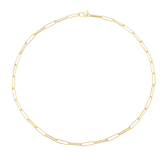 Collier or jaune maille rectangle allongée