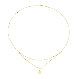 Collier or jaune, maille fantaisie et coeur
