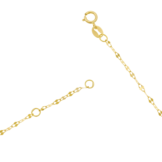 Collier or jaune, maille fantaisie et coeur