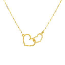 Collier en or jaune, coeurs