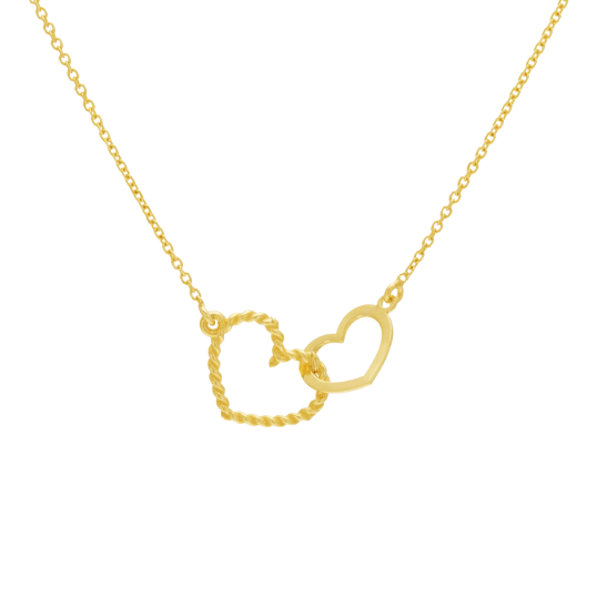 Collier en or jaune, coeurs