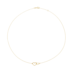 Collier en or jaune, coeurs