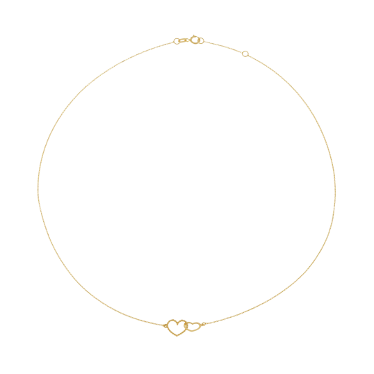 Collier en or jaune, coeurs