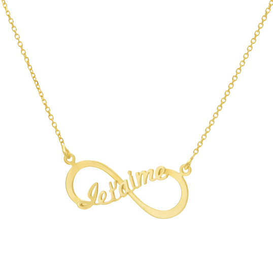 Collier en or jaune, motif infini je t'aime Collier en or jaune, motif infini je t'aime