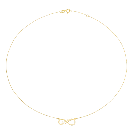 Collier en or jaune, motif infini je t'aime Collier en or jaune, motif infini je t'aime
