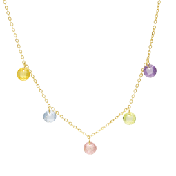 Collier en or jaune et oxydes de zirconium briolettes
