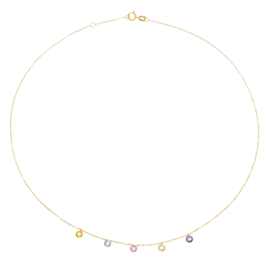 Collier en or jaune et oxydes de zirconium briolettes